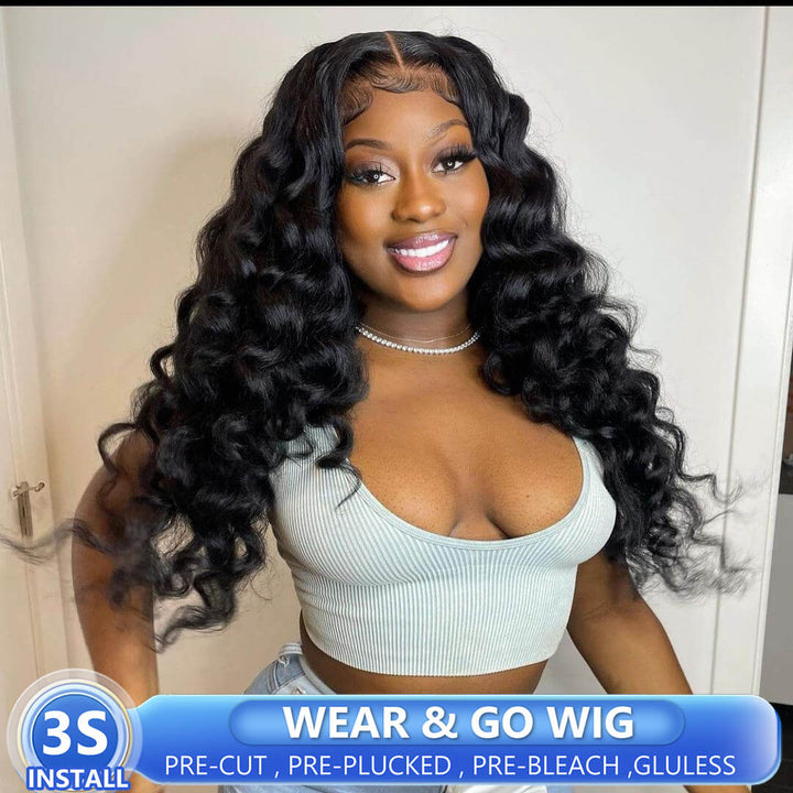 Bleach Knots Pre-Cut Lace Wig Loose Wave Human Hair Glueless Wig With Pre-Plicked Hairline Wear & Go