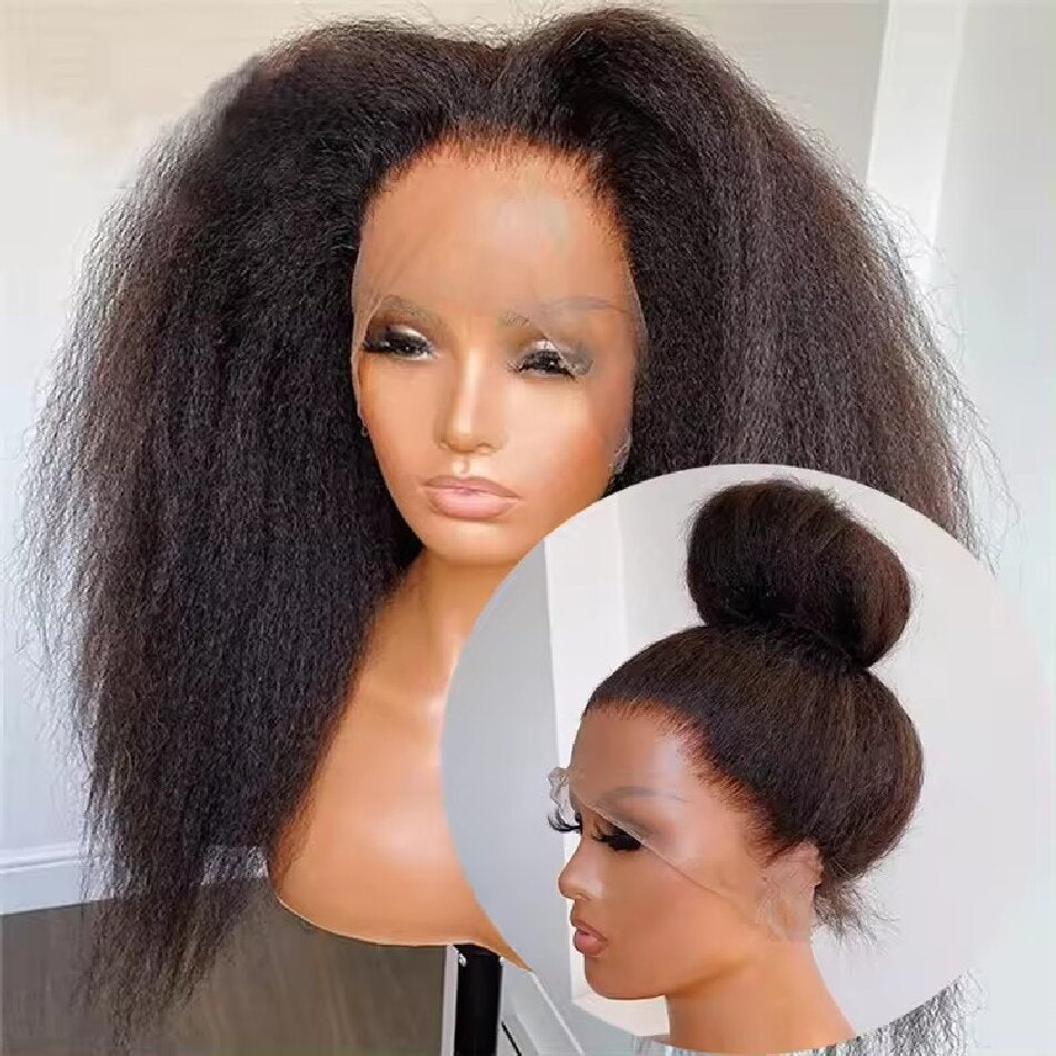 360 Lace Frontal Wigs Kinky Straight Glueless Human Hair Wigs With Baby Hair Pre-plucked Natural Hairline
