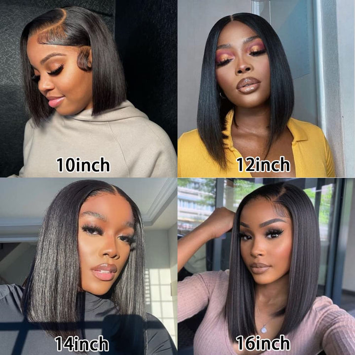 13*4 Straight Bob Lace Front Human Hair Wigs 4*4 Lace Closure Wig