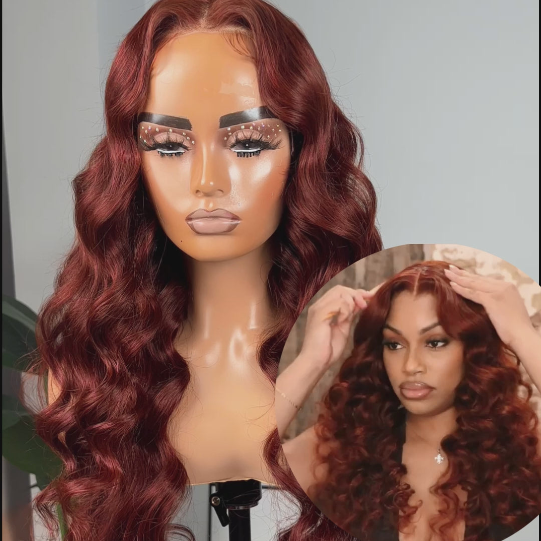 Reddish Brown Color Lace Wig Body Wave Virgin Human Hair Weekly Recommend