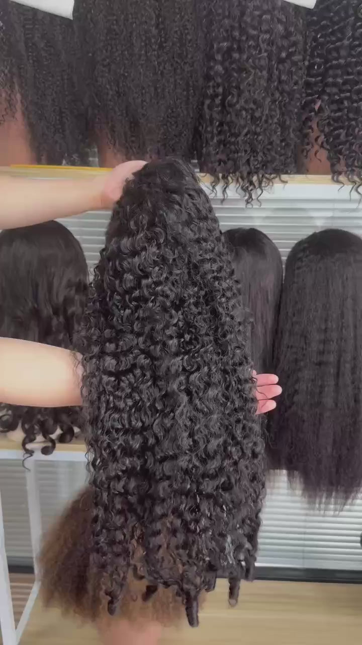 Burmese Curly 13x4 13x6 Full Lace Frontal Human Hair Wigs 180% 250% Density