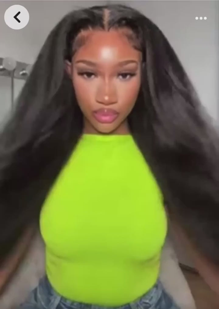 Kinky Straight 13x6 13x4 Lace Front Human Hair Wigs Natural Color 180% Density