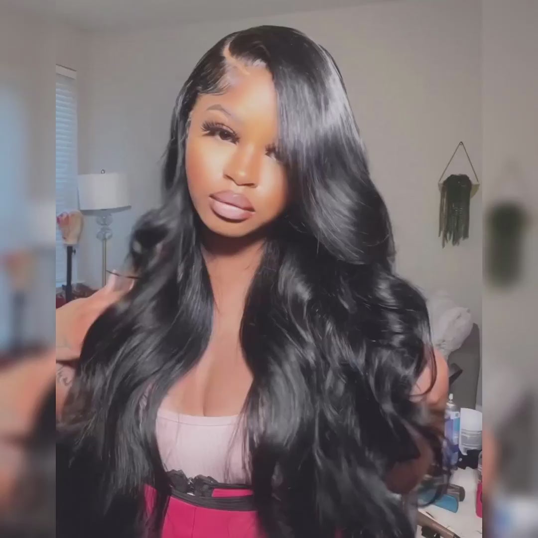 Transpirable suave cabello virgen cuerpo onda 13x4 13x6 HD encaje frente peluca derretida partido toda la piel 