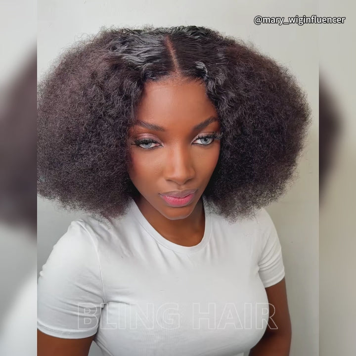 Glueless Afro Kinky Curly Bob 4x4 13x4 Lace Human Hair Wigs