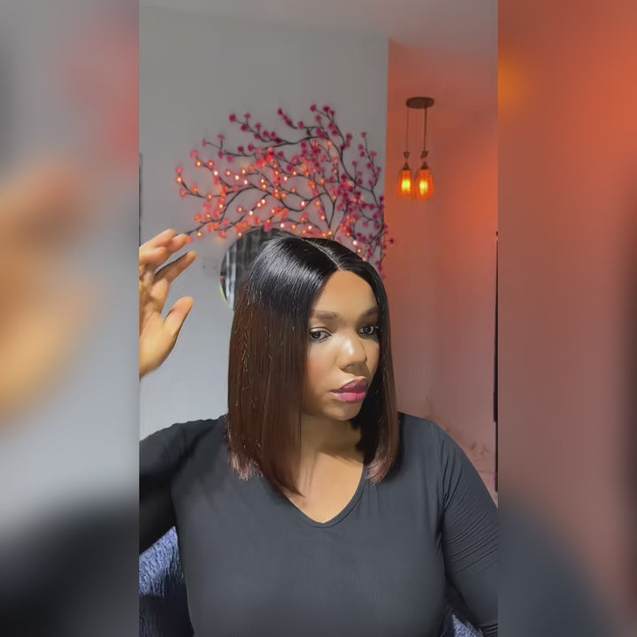 Razor-Sharp Bobs Hair Ombre Brown Double Drawn Glueless Wig Luxury Sleek Bob Human Hair Wigs[No Code Needed]