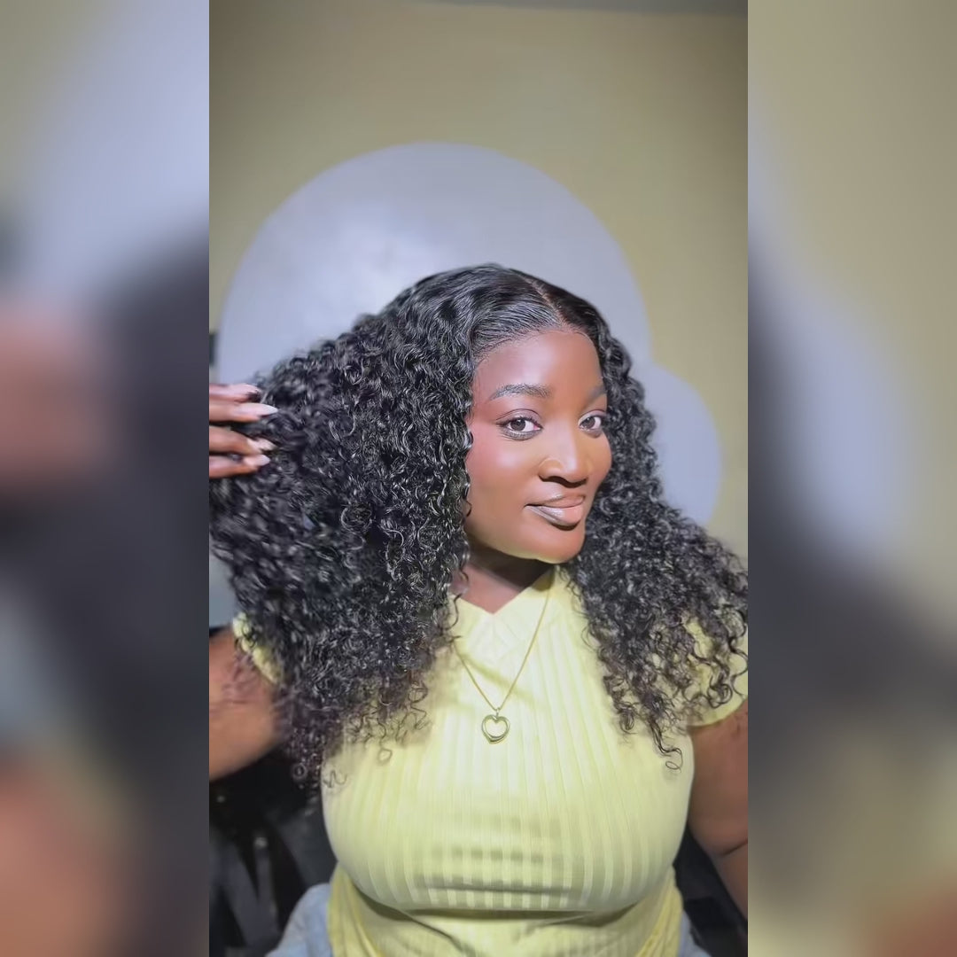 Pull Go 13x6 13x4 Bye-Bye Slip™ Put On And Go Glueless Fluffy Curly Drawstring Wig