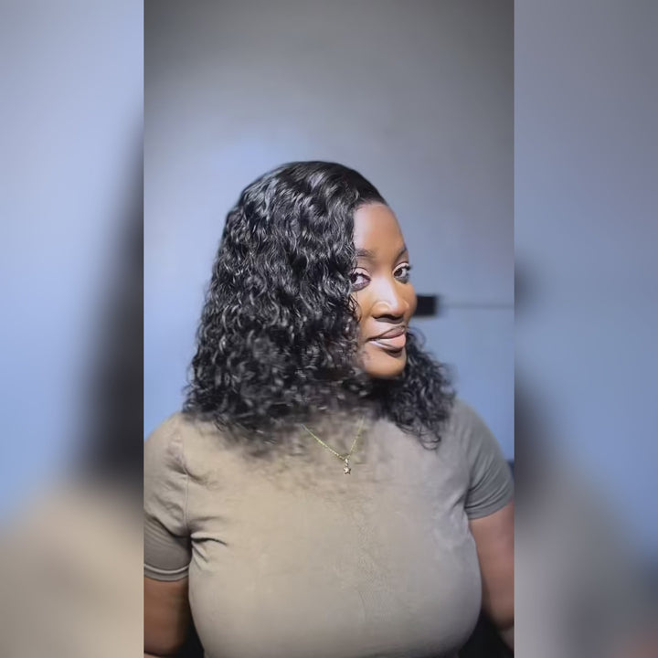 Water Wave 4x6 Wear & Go Short Bob Wig Human Hair Glueless Pre-Cut Air Lace Wig