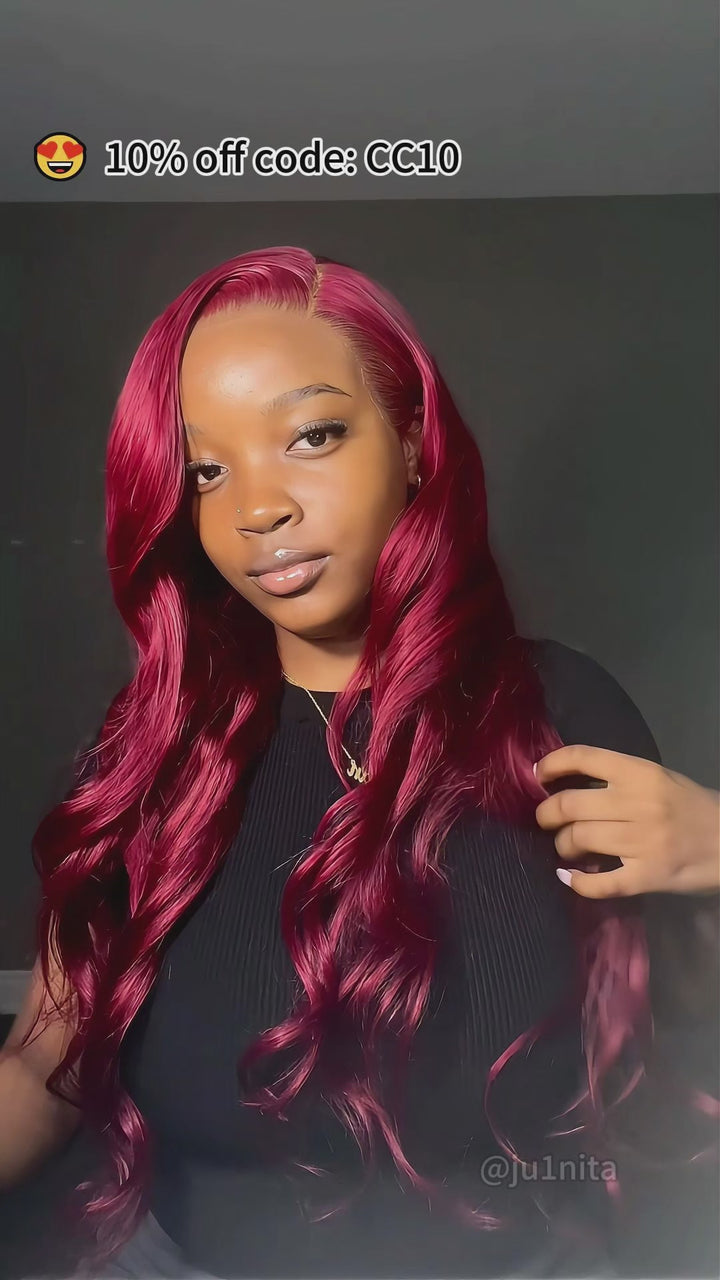 Burgundy Pre-cut Wigs Human Hair 99j Lace Front Wig 13x4 13x6 Straight Glueless Human Hair Wigs Pre Plucked Hairline