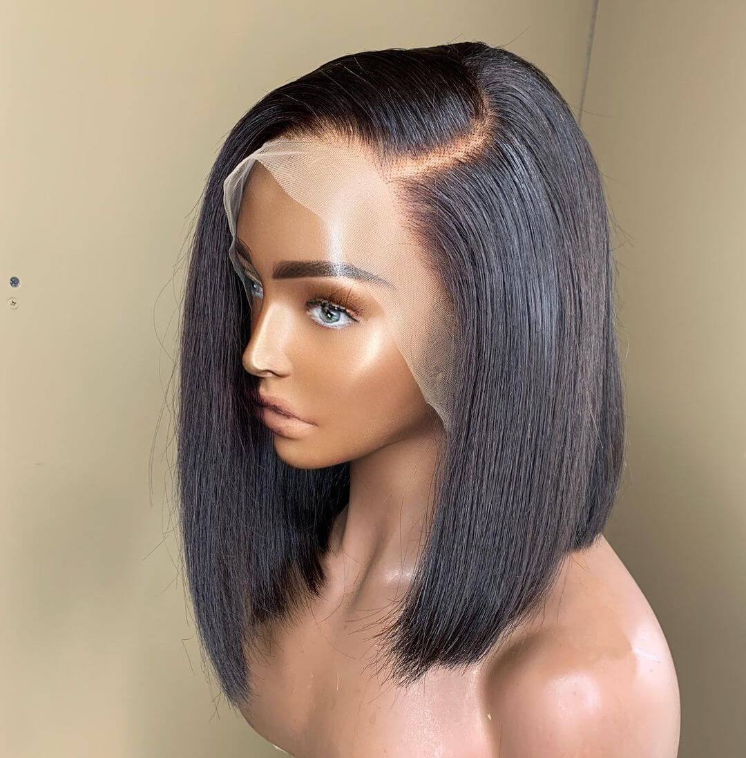 13*4 Deep Part Straight Bob Wig Lace Front Human Hair Wigs For Black Women