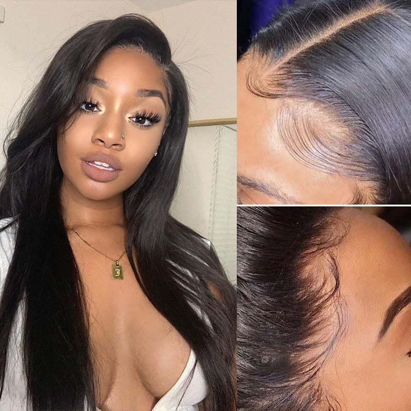 5x5 Lace Closure Wigs Human Hair Pre Plucked Straight Glueless Wigs