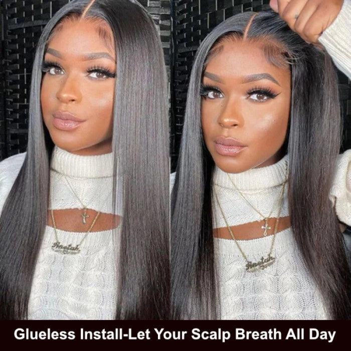 Super Sale Pre Cut 4X6 Ready to Wear and Go Lace Glueless Wigs Straight Human Hair Wigs