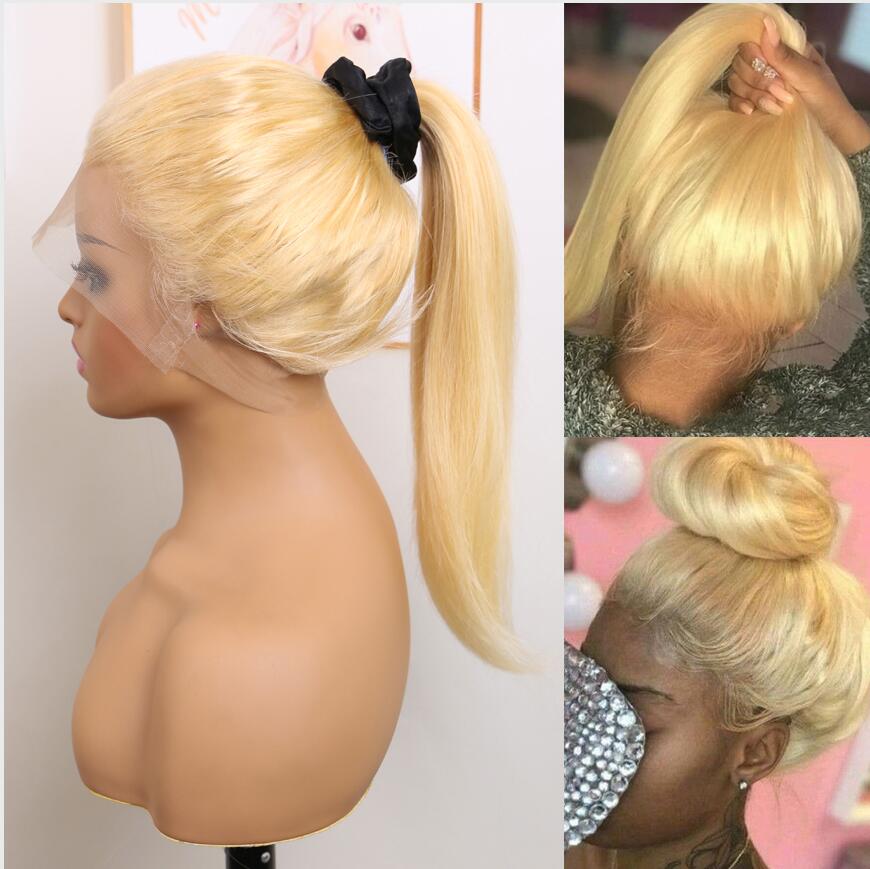 Straight 360 Lace Wig Human Hair Pre Plucked 613 Blonde Hd Lace Frontal Wig Remy Brazilian Hair Wigs