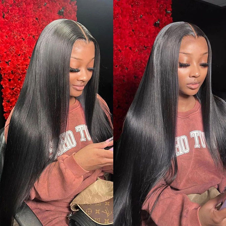 Straight Glueless 5x5 Lace Closure Human Hair Wigs Pre-Everything 180% Density