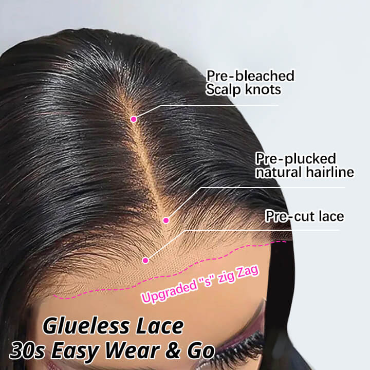Curtain Bangs Glueless Wigs Layered Cut Wavy Brown Ombre Colored Wig Bleached Knots Natural Hairline