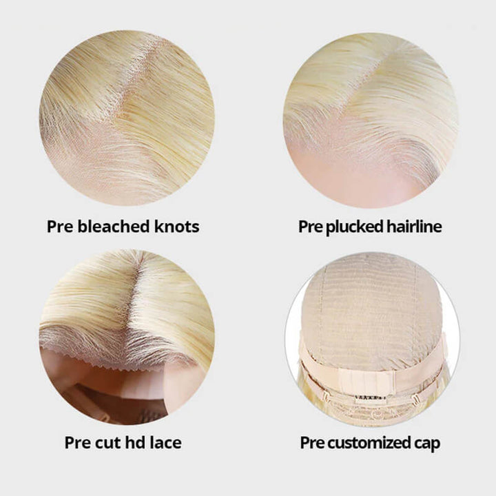 Glueless Wigs Human Hair 613 Blonde Body Wave 4*4 5*5 HD Lace Closure Wig Pre-Cut Ready to Wear