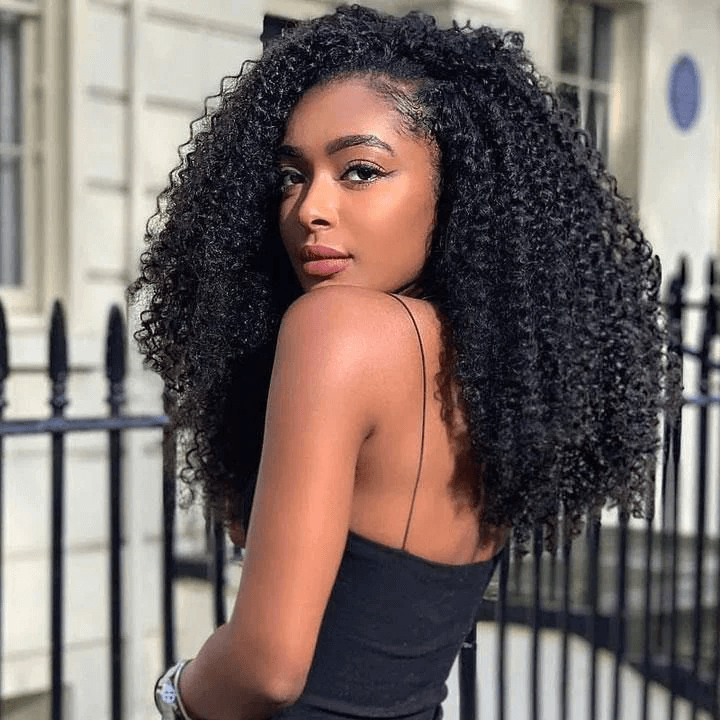 Glueless New V Part Kinky Curly 0 Skill Needed Natural Scalp Wig