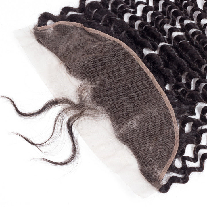 Deep Wave Human Hair Closure 13*4 Lace Frontal Natural Color bling hair - Bling Hair