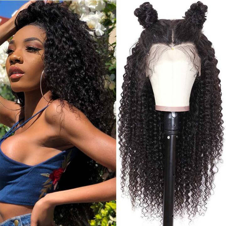 13x6 Lace Front Wig Curly Transaprent Lace Pre Plucked Human Hair Wig