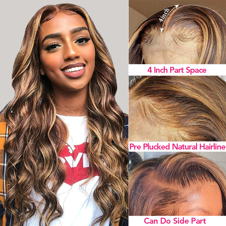Bling Hair P4/27 Highlight Wigs 13x4 / 4x4 Lace Wigs Body Wave Virgin Hair Pre-Colored