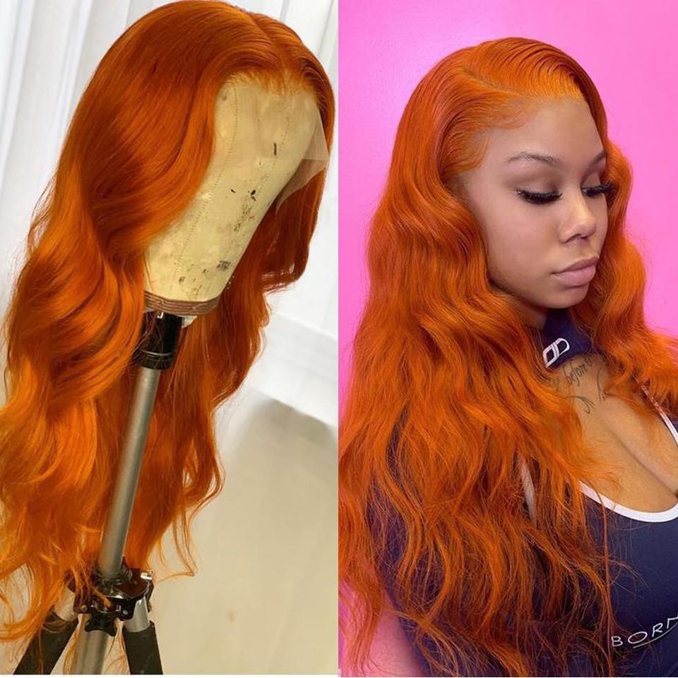Ginger Orange Body Wave Transparent Lace Front Wig