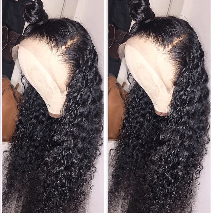 Deep Curl 13x6 Lace Frontal Wig With Baby Hair Natural Black Human Hair Wig 