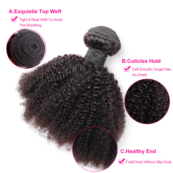 Afro Kinky Curly 4 Bundles Brazilian Hair Weave Bundles 100% Remy Human Hair Extension Bling Hair - Bling Hair