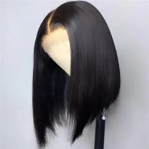 Burgundy Straight Wig Full Machine Made Scalp With Bangs #99j Remy Human Hair Wigs Plus 4x4 Straight Bob Wig