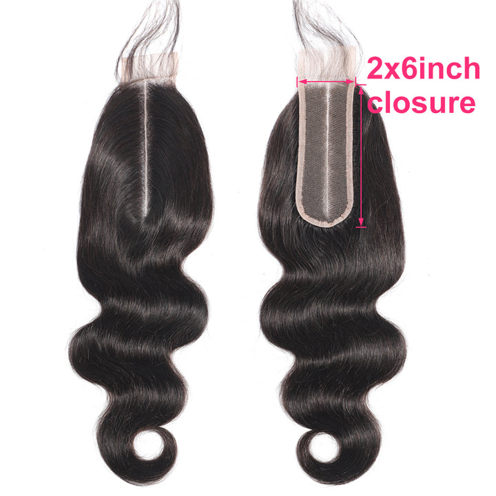 Body Wave Human Hair Closure 2*6  Lace Closure Natural Color bling hair - Bling Hair