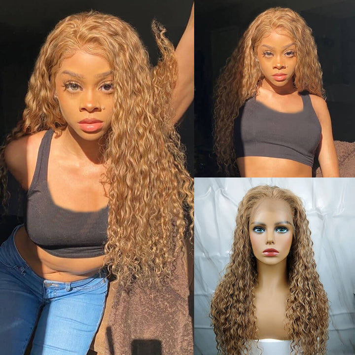 Honey Blonde  Water Wave Lace Wig 