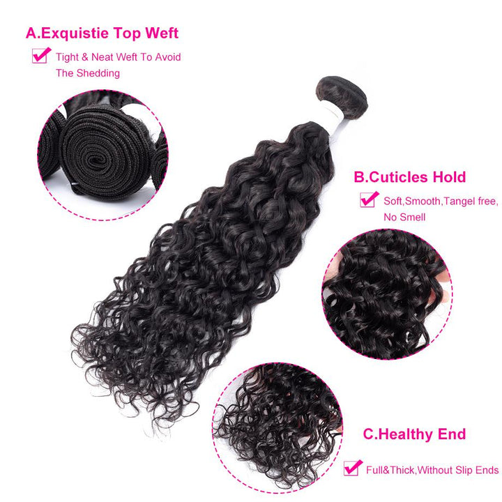 Brazilian Water Wave Bundles With 13×4 Lace Frontal 10A Grade 100% Human Remy Hair Bling Hair - Bling Hair