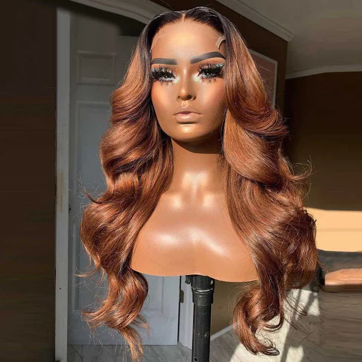 T1b/30 Ombre Colored Wigs Transparent Lace Human Hair Fashion Style 180% Density 13*4 Lace Frontal Wig Free Part
