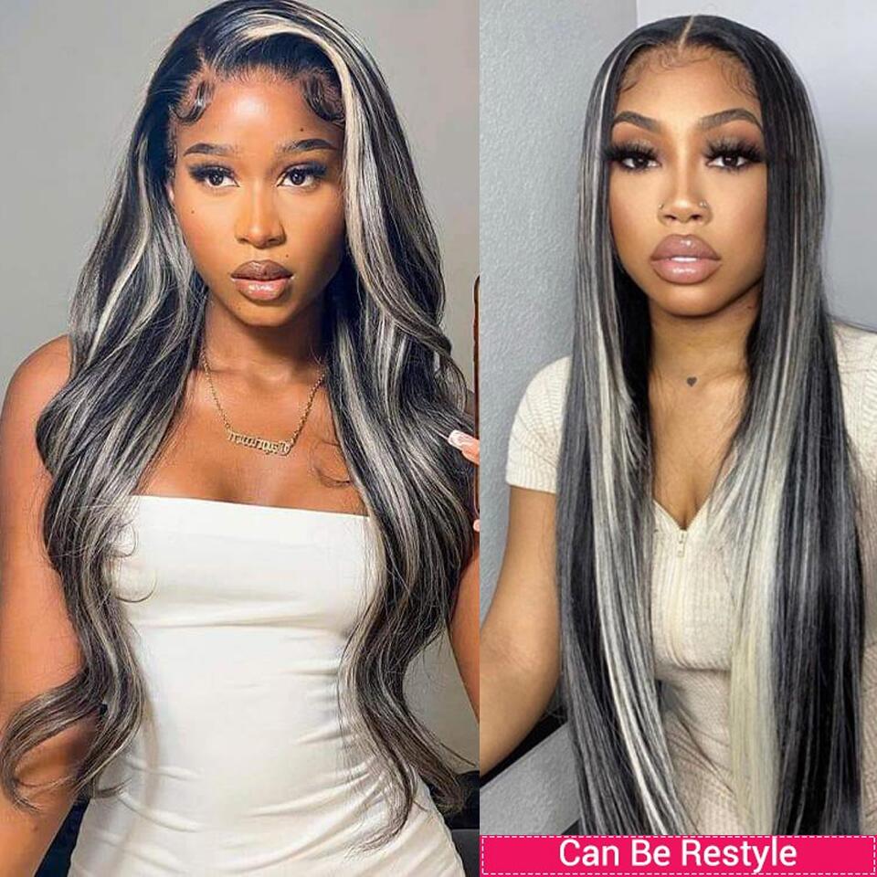 blinghair Silver Highlight Body Wave /Straight Mixed Color 4*4 & 13*4 Lace Wig