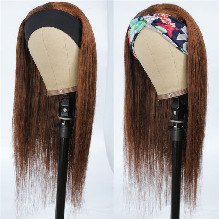 Brazilian Straight Glueless Headband Wig Highlight Wig Mix #2/6 Ombre Color  150%&180 Density  Human Hair Wigs Bling Hair - Bling Hair