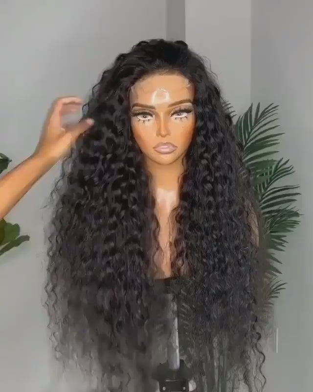 Deep Wave 4*4 Transparent Lace Closure Wigs Brazilian Human Hair Wigs Bling hair