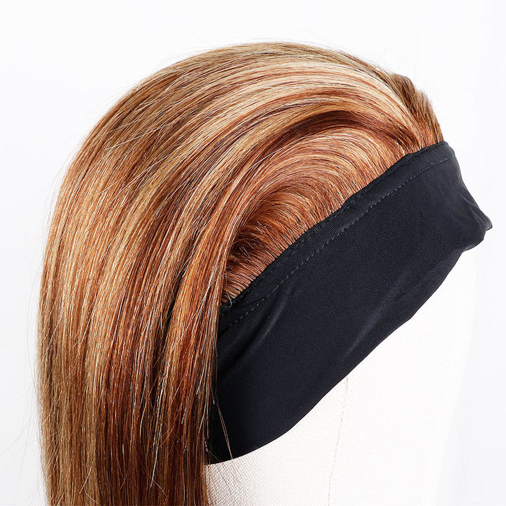 Headband Wig Brazilian Straight Highlight Glueless Human Hair Wigs MIX #4/27 150%&180 Density Bling Hair - Bling Hair