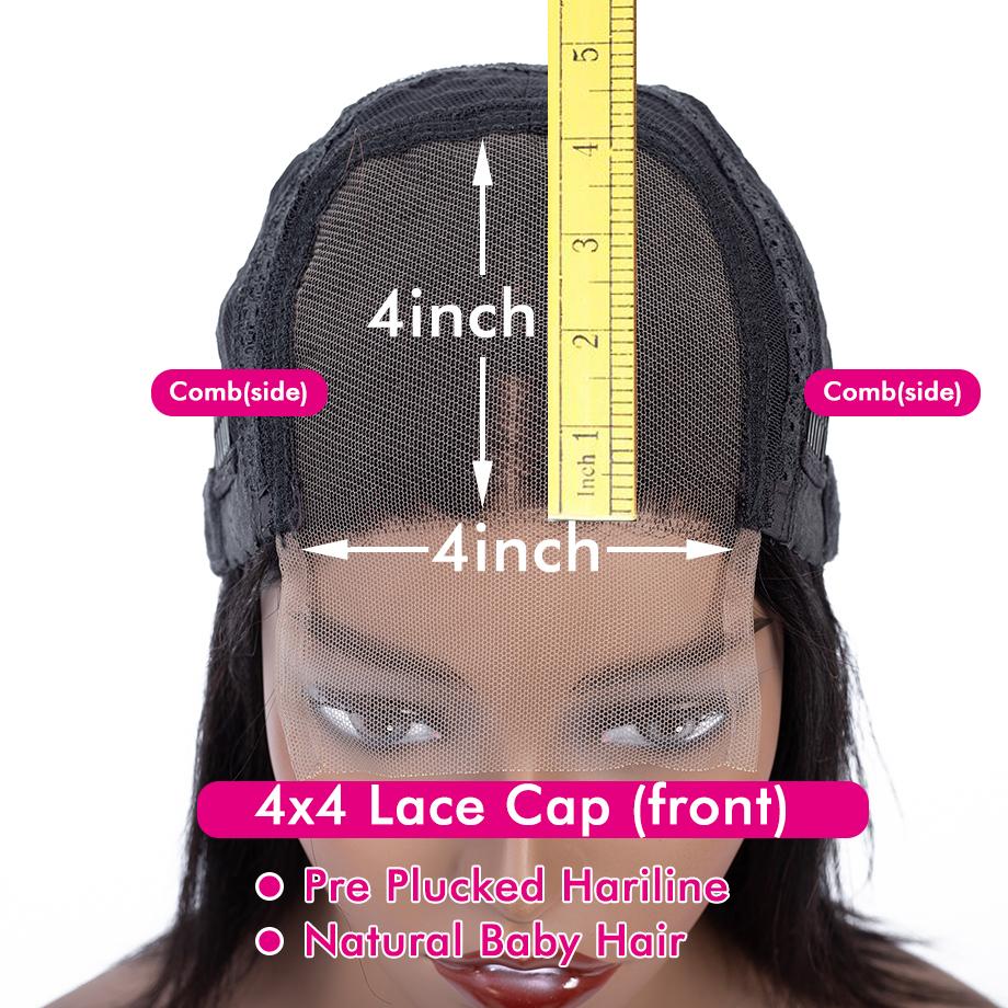 Brazilian Curly Wig 4*4 Lace Closure Wig 150% Density Human Hair Wig bling hair - Bling Hair