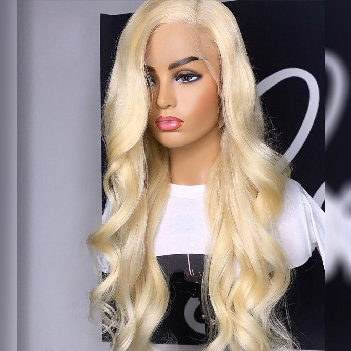 9A Grade 613 Blonde Body Wave 12-30Inch 13x4 Lace Front Human Hair Wigs 150% Density - Bling Hair