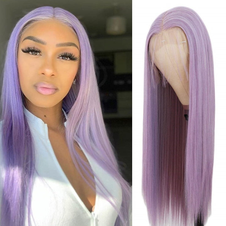 Purple Colored Straight Brazilian Virgin Hair Transparent Human Hair Lace Wigs