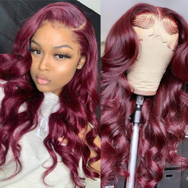 99J Brazilian Body Wave Transparent Lace Front Human Hair Wigs For Black Women Pre Plucked Wigs