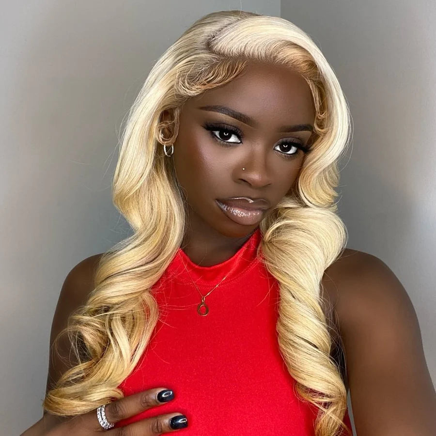 #613 Blonde Wig Body Wave 5x5 Lace Closure Virgin Human Hair Wigs