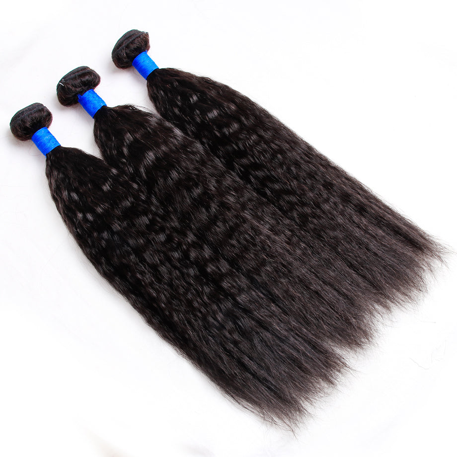 Brazilian Kinky Straight 3 Bundles 100% Human Hair Weave Bundles Remy Hair Extension Bling Hair - Bling Hair