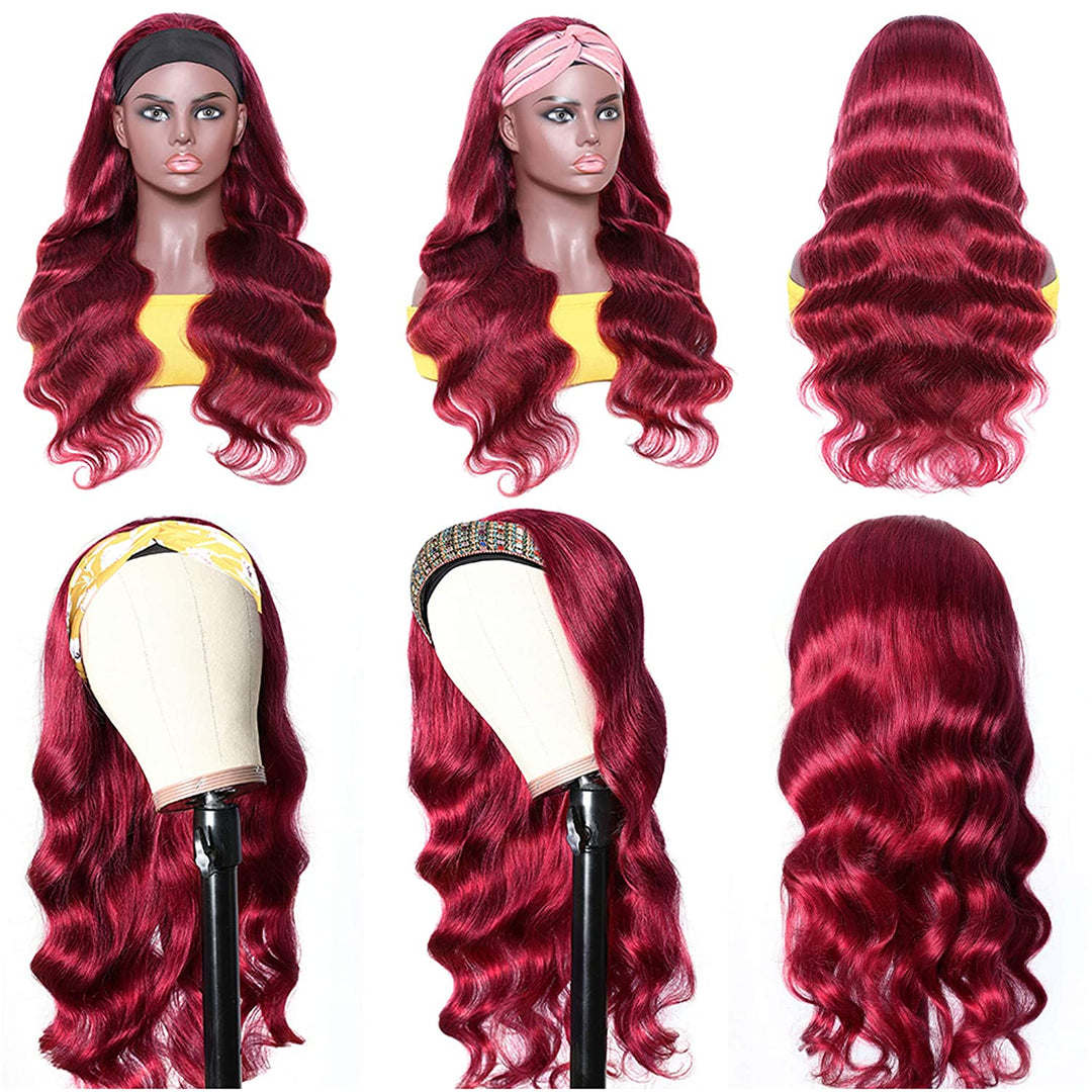 Brazilian Body Wave Wigs 99J Glueless Headband Wigs Human Hair Wigs 180%&220% Density  Bling Hair
