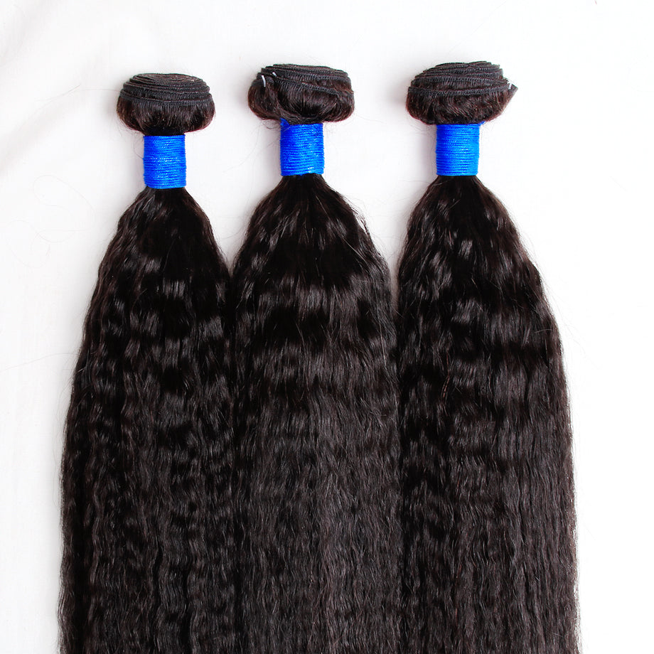 Brazilian Kinky Straight 3 Bundles 100% Human Hair Weave Bundles Remy Hair Extension Bling Hair - Bling Hair