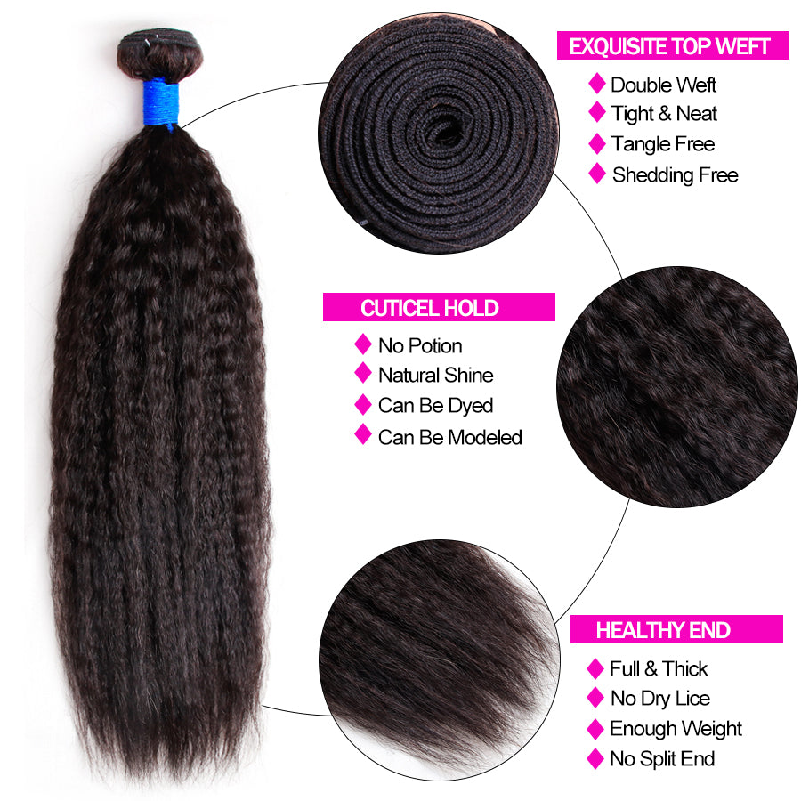 Brazilian Kinky Straight Hair 10A Grade Remy 100% Human Hair 1 Bundle Deal Bling Hair - Bling Hair