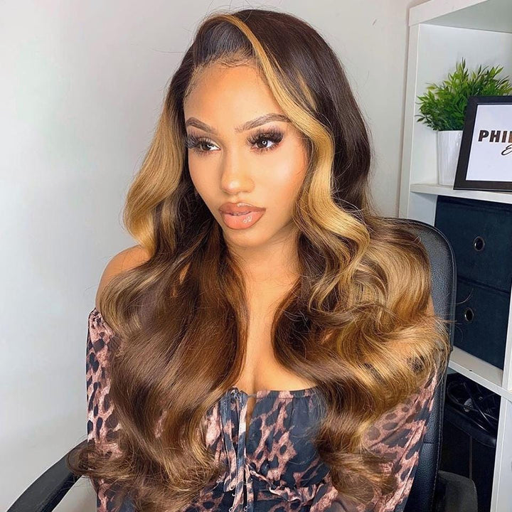 gorgeous highlight lace wig with baby hair omber color wig 