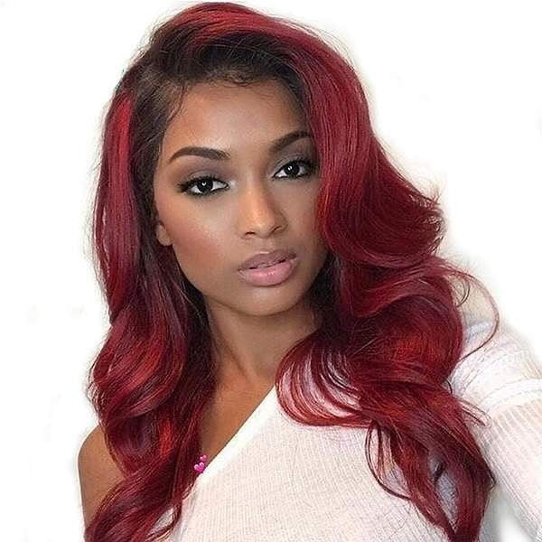 Ombre 99J Burgundy Body Wave Transparent Human Hair Lace Wigs For Black Women Virgin Hair Wigs