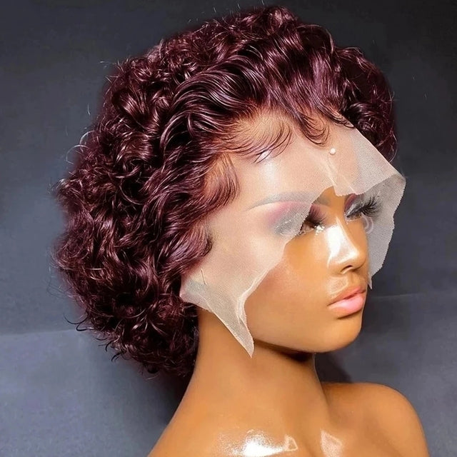 Buy One Get One Free 13x4 Frontal Body Wave Wig Plus 99J Curly Pixie Cut Wig
