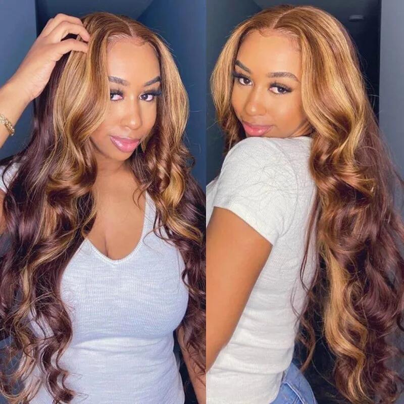 Piano Highlight Body/Straight 4x4 Transparent Lace Closure Wig | Special Offer