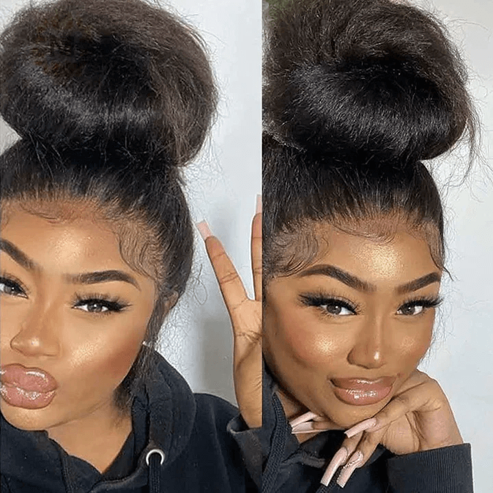 360 Lace Frontal Wigs Glueless Wigs With Baby Hair Pre-plucked Natural Hairline Kinky Straight Wig