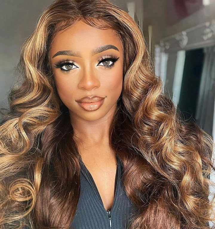 Bling Hair P4/27 Highlight Wigs 13x4 / 4x4 Lace Wigs Body Wave Virgin Hair Pre-Colored